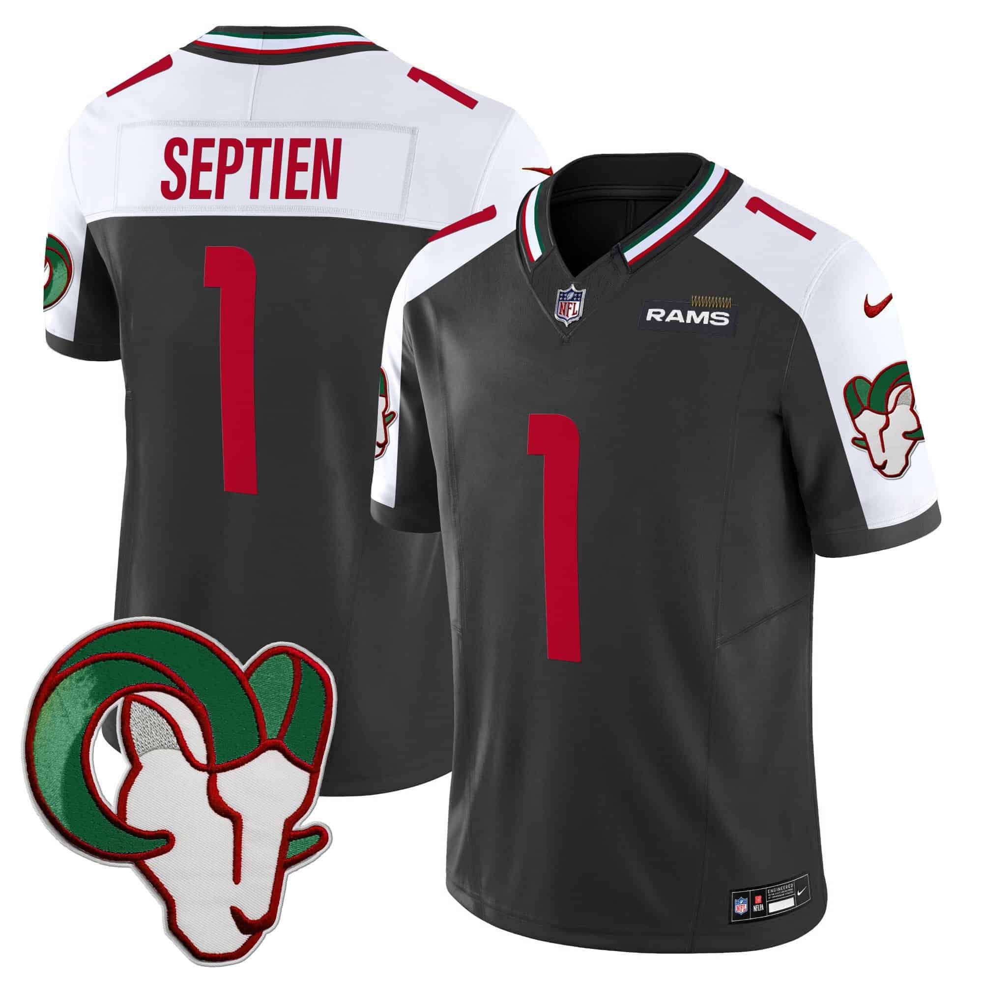 Men Los Angeles Rams #1 Septien Black 2024 Nike Mexico Vapor Limited NFL Jersey style 1